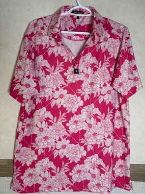 Bad Birdie Pink‎ Floral Short-Sleeve Polo